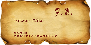Fetzer Máté névjegykártya